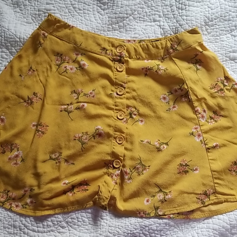 Yellow floral mini skirt